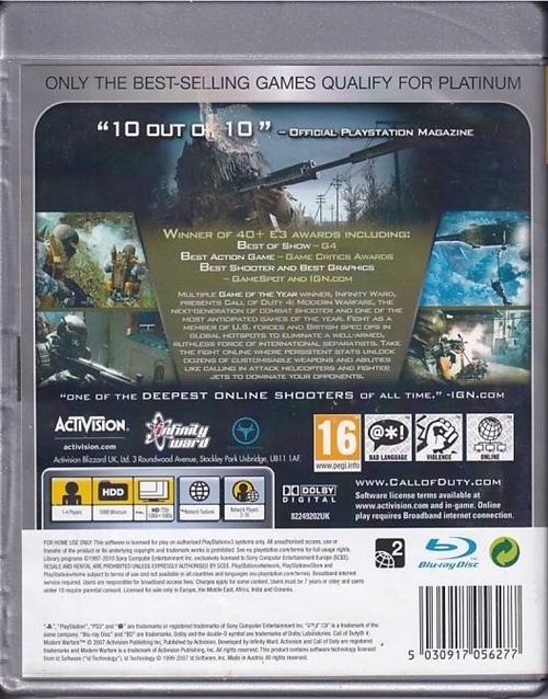 Call of Duty 4 Modern Warfare - Platinum - PS3 (B Grade) (Genbrug)